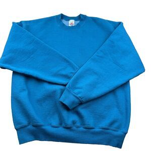 VTG Munsingwear 90' Made in USA Heavy Cotton Blank Crewneck Sweater Size L Teal